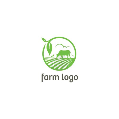 Ilustración de Logo de la granja Eco. Vaca Eco Naturaleza Logo - Imagen libre de derechos