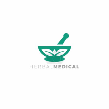 Illustration for Herbal Medical Logo Design. Pharmacy Logo Eco Green Vector Design - Royalty Free Image