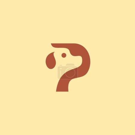 Letter P Dog Logo Design. Dog Head Vector