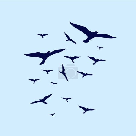 Ilustración de Aves vuelan en formación diseño simple vector ilustración - Imagen libre de derechos