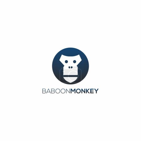 Téléchargez les illustrations : Symbole de logo de singe babouin. logo tête de singe - en licence libre de droit
