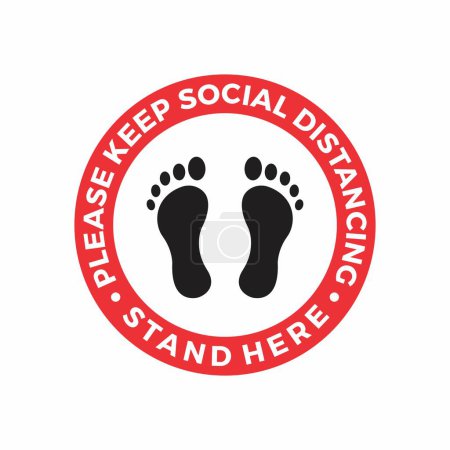 Caution Please Keep Social Distancing. soles of the feet icon