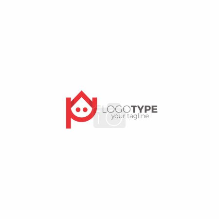 PU Home Logo. Letter P Home Logo Design. Real Estate Logo. Smile Home Logo