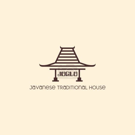 Illustration of Joglo house, traditional house from central Java, Indonesia