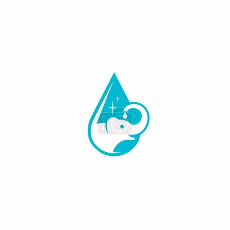 Elefant und Wasser Logo. Elefanten-Ikone