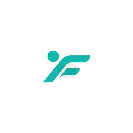 F Logo People Fly Symbol. F Logo inicial