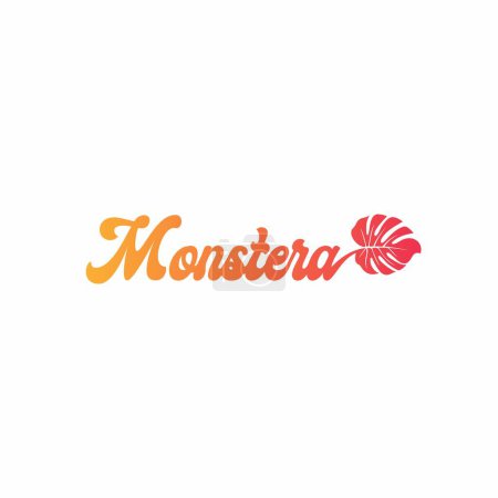 Beautiful Typography Monstera Logo. Leaf Icon