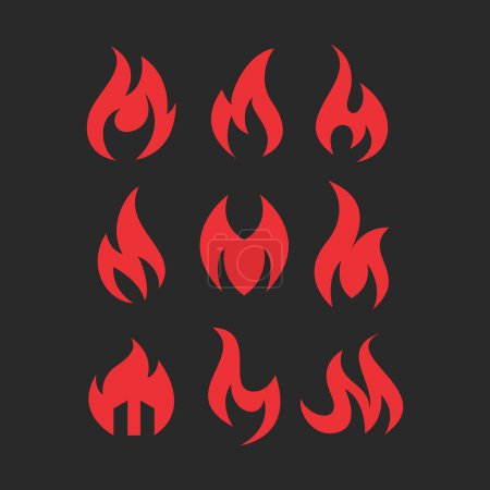 M Fire Icon Set. Fire Vector Illustration