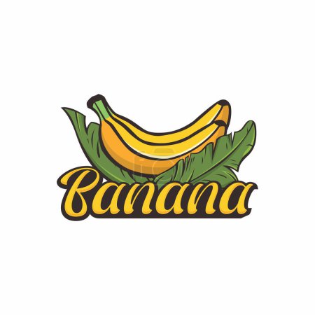 Banana Illustration Logo, Banana leaf Icon Design Simple, Banana Fruit