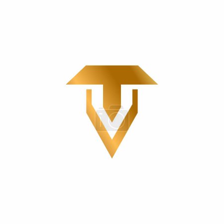 TV Logo Simple with gold color. TV Initial Logo 
