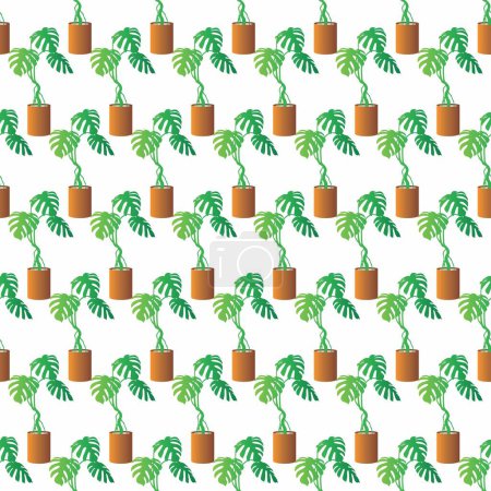 monstera plant in pot seamless pattern, monstera background vector
