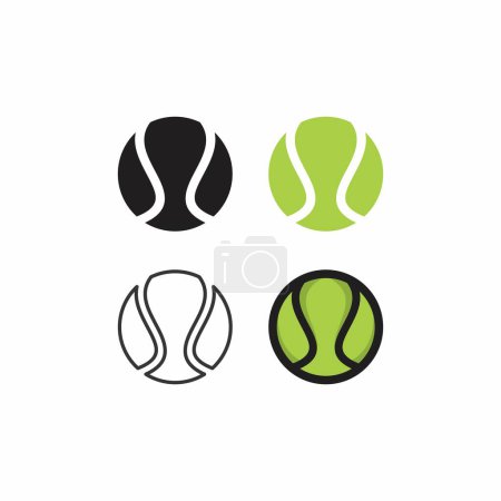 Ensemble d'icônes de balle de tennis Illustration vectorielle. Logo balle Tennis