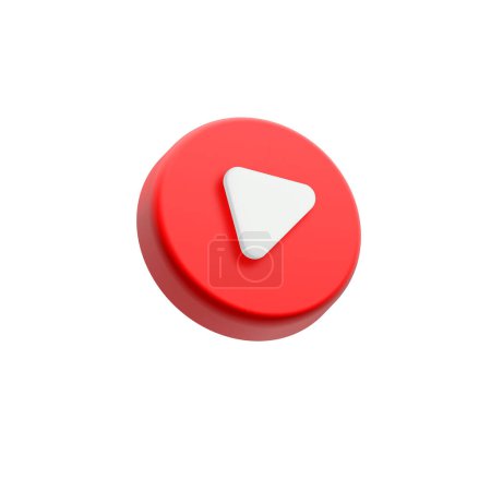 play button 3d red color