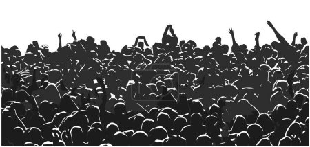 Illustration for Illustration of dynamic, cheering crowd at concert, event - Royalty Free Image