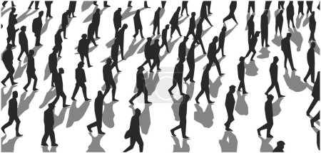 Ilustración de Ilustración estilizada de la multitud protestando en perspectiva - Imagen libre de derechos