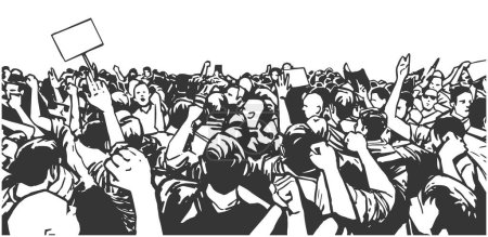 Ilustración de Ilustración de la multitud protestando en perspectiva - Imagen libre de derechos