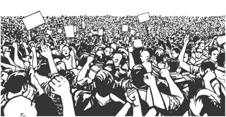 Ilustración de Ilustración de la multitud protestando en perspectiva - Imagen libre de derechos