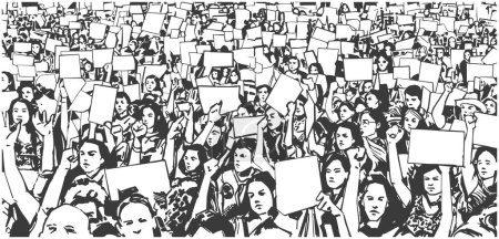 Téléchargez les illustrations : Illustration de la foule protestataire en perspective - en licence libre de droit