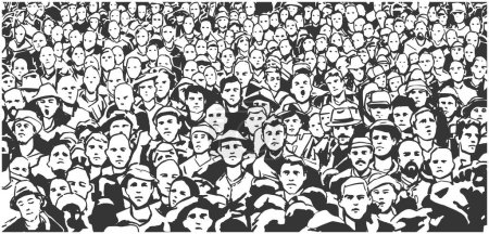 Ilustración de Ilustración de arte en línea en blanco y negro de multitud demostrativa - Imagen libre de derechos