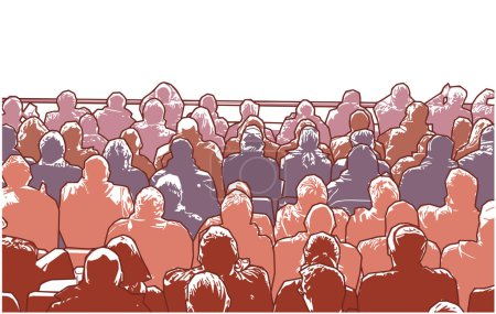 Illustration for Stylized vector illustration of seated sports stadium audience - Royalty Free Image