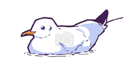 Illustration for Illustration of common gull floating on water - Royalty Free Image