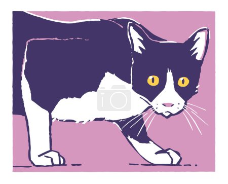 Ilustración de Ilustración vectorial, diseño de gato de casa furtivo en color - Imagen libre de derechos