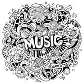 Music hand drawn raster doodles illustration. Musical design. Sound elements and objects cartoon background. Sketchy funny picture.  magic mug #675415536