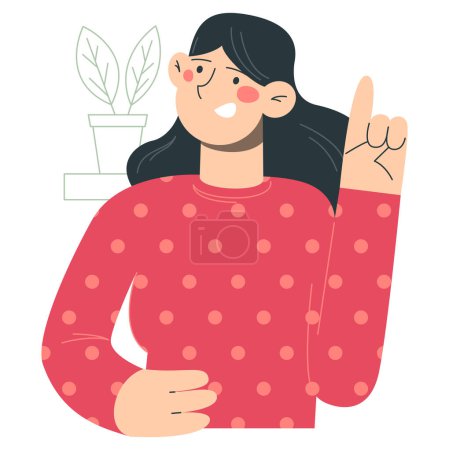 Ilustración de Woman who pays attention to something. Flat vector minimalist illustrations of free time spending and hobbies - Imagen libre de derechos
