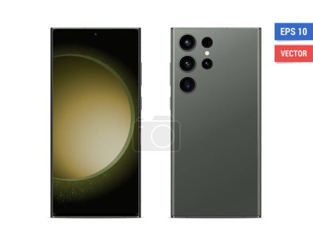 Realistische Vektor-Flachmock-up Samsung Galaxy S23 Ultra mit leerem Bildschirm isoliert auf weißem Hintergrund. Bild in beliebiger Auflösung skalieren