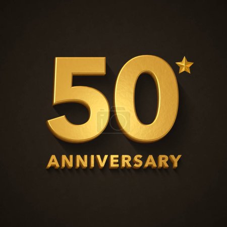Photo for Fiftieth anniversary, golden 3d text on dark background, 3d rendering - Royalty Free Image