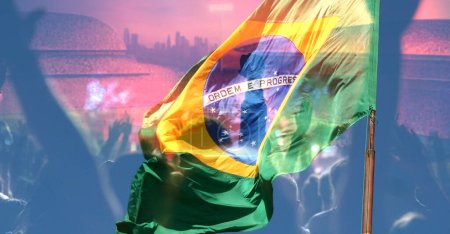 Photo for Soccer or football fans and Brazil flag - Royalty Free Image