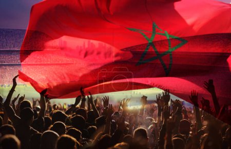 Photo for Soccer or football fans and Morocco flag - Royalty Free Image