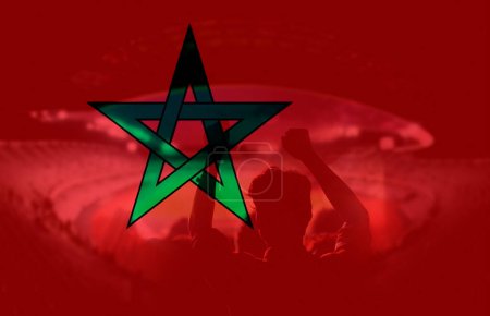 Foto de Aficionados al fútbol o al fútbol y bandera de Marruecos - Imagen libre de derechos