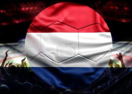 Photo for Soccer or football fans and Netherlands flag - Royalty Free Image