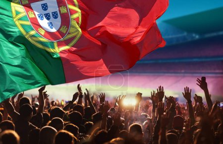 Photo for Soccer or football fans and Portugal flag - Royalty Free Image