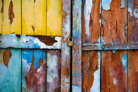 Photo for Colorful painted wooden door background - Royalty Free Image