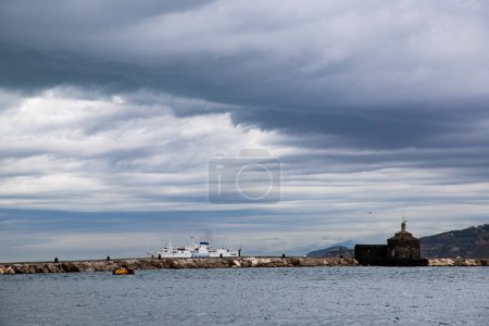 Photo for Seascape with dark clouds and light - Royalty Free Image