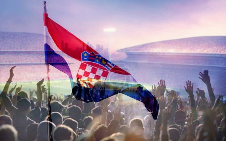 Photo for Soccer supporters and Croatia flag - Royalty Free Image