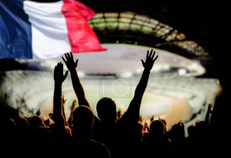 Téléchargez les photos : Supporters de football et drapeau de France - en image libre de droit