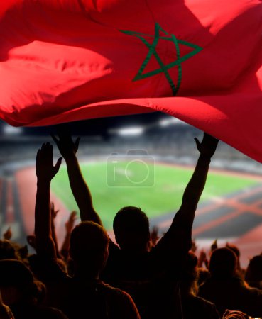 Photo for Soccer supporters and Morocco flag - Royalty Free Image