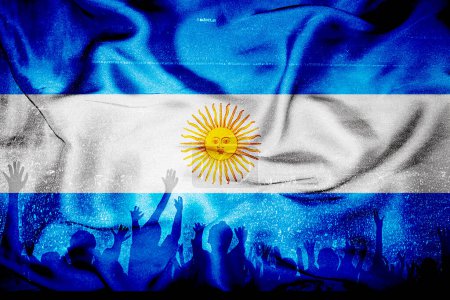 Téléchargez les photos : Supporters de football et drapeau argentin - en image libre de droit
