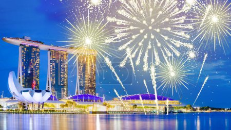 Photo for Fireworks display over Singapore happy new year - Royalty Free Image