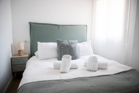 Photo for Hotel bedroom in pastel colors - Royalty Free Image