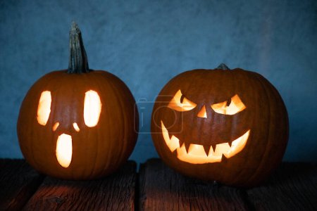 Photo for Spooky Jack'o'lantern Halloween pumpkin - Royalty Free Image