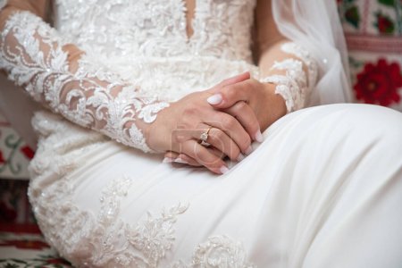 Foto de Detalle hermoso vestido de novia blanco - Imagen libre de derechos