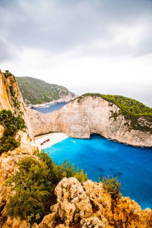 Photo for Navagio beach with the famous wrecked ship in Zante, Greece - Royalty Free Image