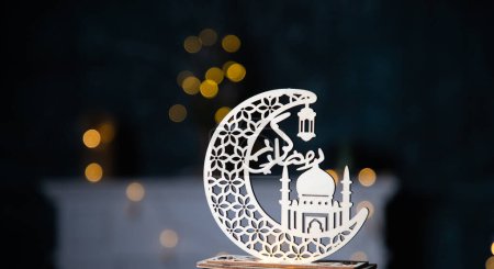 Photo for Eid Mubarak lantern at night  Muslim holiday - Royalty Free Image