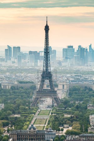 Photo for Skyline of Paris with Eiffel Tower at sunset in Paris, France - Royalty Free Image