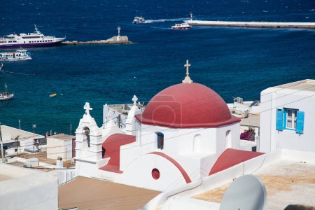 Téléchargez les photos : Belle île de Mykonos, Grèce - destination de voyage de luxe - îles grecques - en image libre de droit