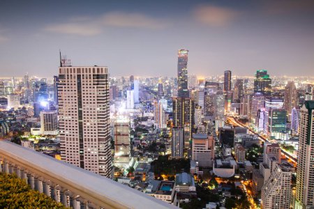 Photo for Aerial night view of Bangkok City skyscrapers Thailand - Royalty Free Image
